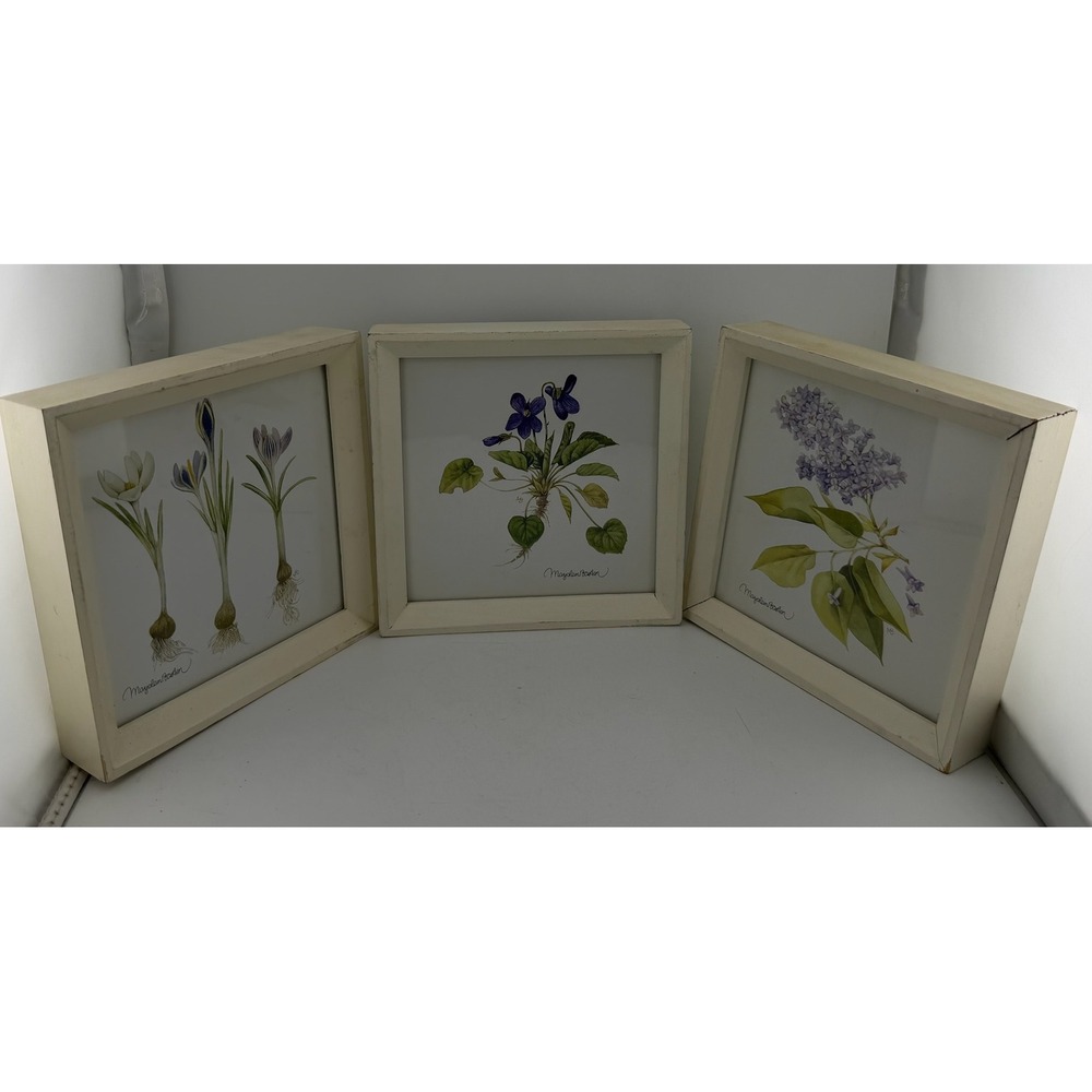 Marjolein Bastin White Botanical Flower Watercolor Shadowbox Set of 3 - Picture 1 of 9